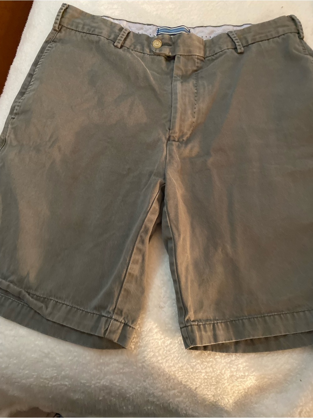 Peter Millar Olive Flat-Front Cotton Shorts